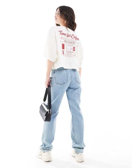 ONLY – Kastiges T-Shirt in Weiß mit „Coffee“-Grafikprint auf dem Rücken , 4 von 4