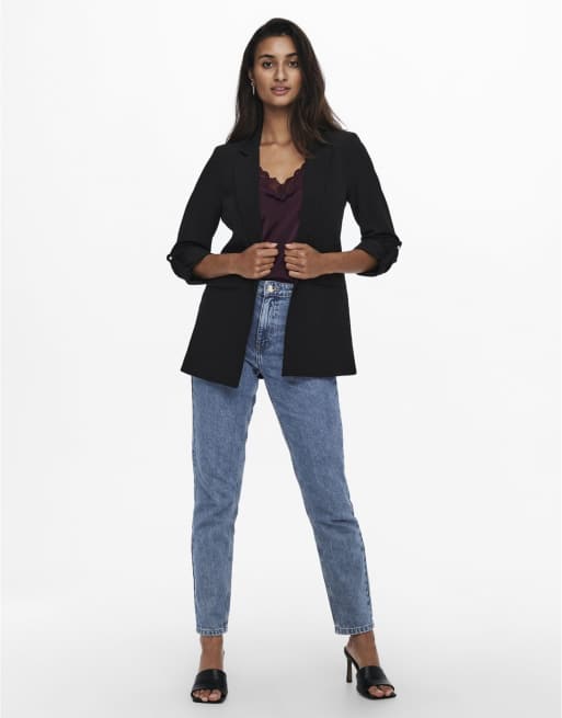 ONLY Kayle-orleen blazer lungo con maniche a 3/4 nero, 3 di 7