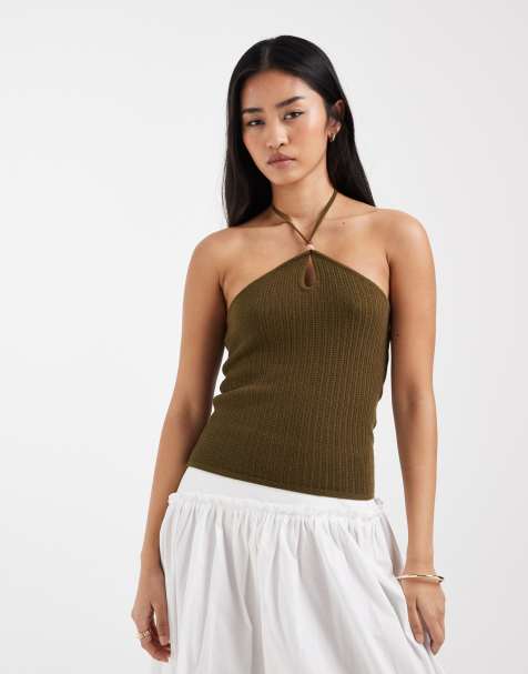 ONLY – Khakifärgad topp med halterneck - view 1