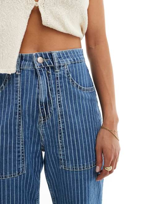 Jeans a righe bianche e blu hot sale