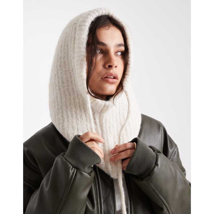 ◆SATUR◆ Balaclava nylon hooded sweatshirt beige SA243UTH02 ONLY knit balaclava in beige | ASOS