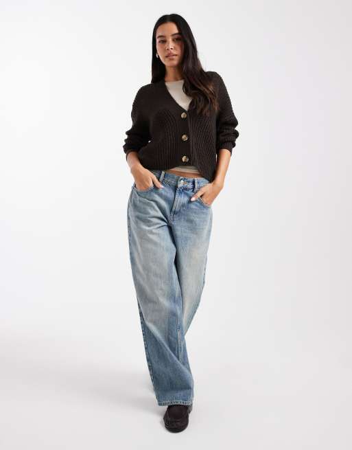 ONLY knit cardigan in chocolate brown, 3 of 4