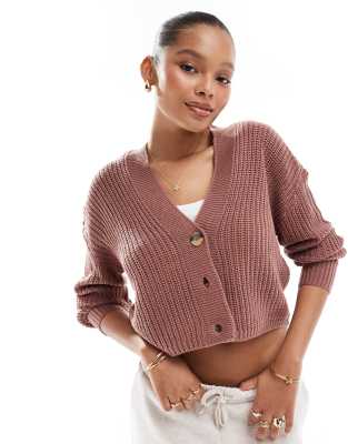 knit cardigan in dark pink