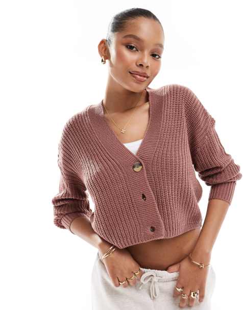 ONLY knit cardigan in dark pink - view 1