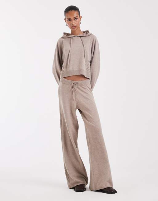 ONLY knit cropped hoodie in beige - part of a set, 3 of 4