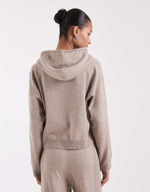 ONLY knit cropped hoodie in beige - part of a set, 4 of 4
