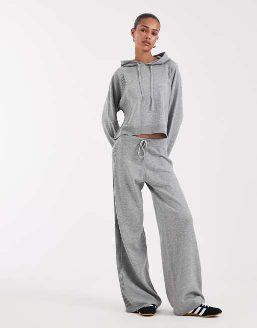 ONLY knit cropped hoodie in gray - part of a set, 3 of 4
