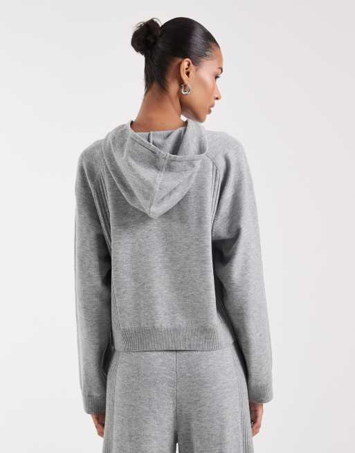 ONLY knit cropped hoodie in gray - part of a set, 4 of 4
