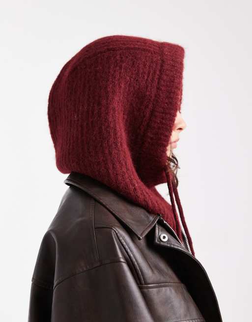 ONLY knit hood in burgundy