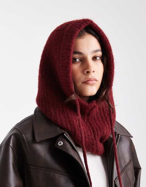 ONLY knit hood in burgundy