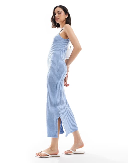 ONLY knit midaxi dress in light blue
