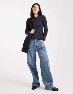 Only Knit Peplum Sweater In Blue