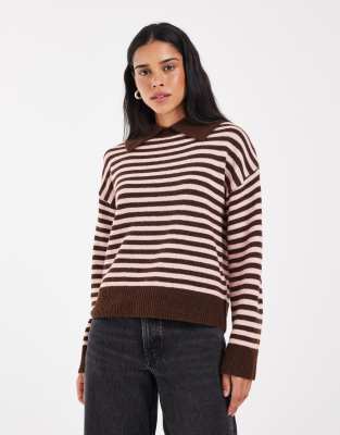Only Knit Polo In Brown
