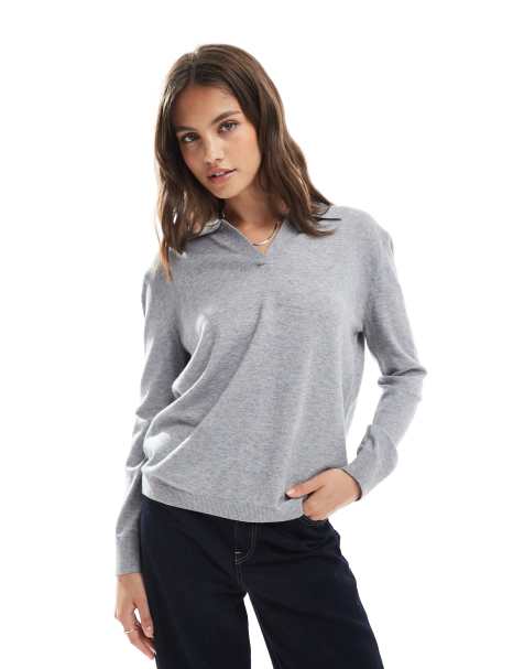 ONLY knit polo in gray - view 1