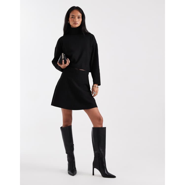 ONLY knit sweater & mini skirt set in black | ASOS