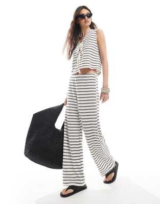 ONLY ONLY knit wide leg trouser co-ord in black stripe