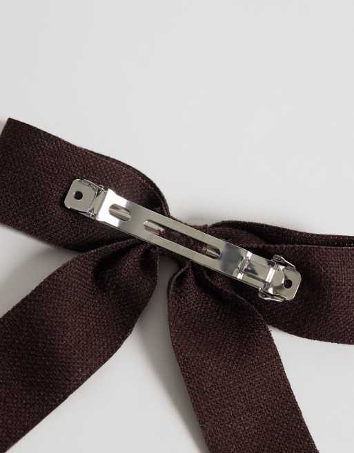 ONLY knitted bow hair clip in burgundy, 2 of 3