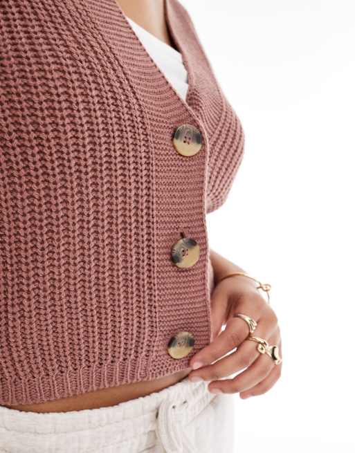 ONLY knitted cardigan in dark pink, 4 of 4