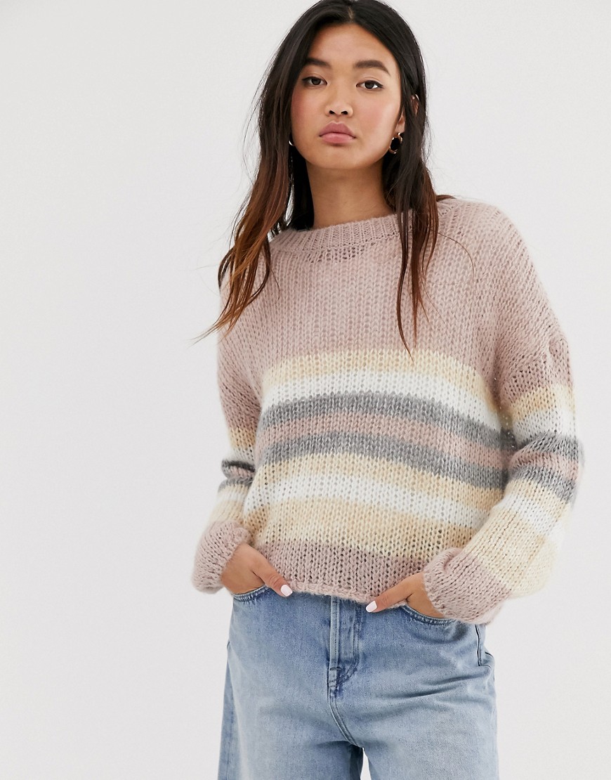 Only knitted jumper in pink stripe