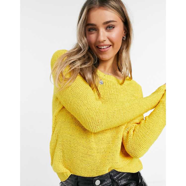 Dasivrry Women's Cozy Cold Shoulder Sweater - Cable Knit Pullover In Yellow, Size Large | Long Sleeve Casual Top