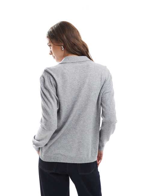 ONLY knitted polo shirt in grey, 2 of 4