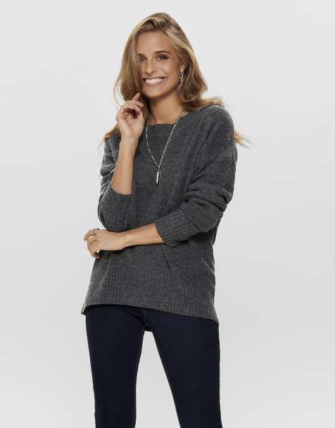 ONLY Knitted pullover in dark grey melange - view 1