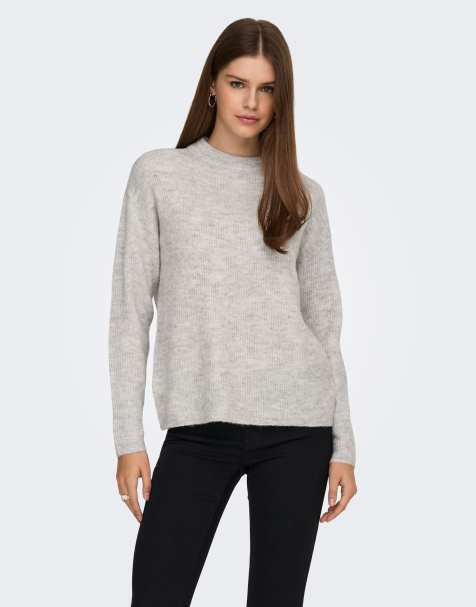 ONLY Knitted pullover in light grey melange - view 1