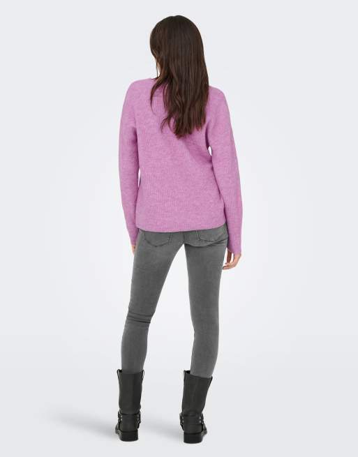 ONLY knitted pullover jumper in mauve orchid, 4 of 4