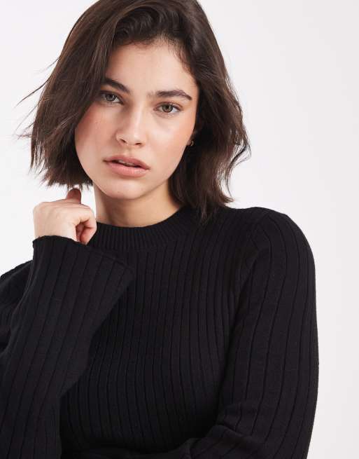 ONLY knitted ribbed mini dress in black, 4 of 4
