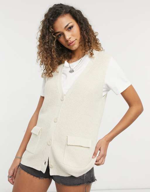 Women Knit Waistcoat Tank Top Sleeveless Sweater Vest Pullover Side Button  Gilet