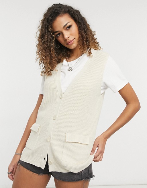 Only knitted waistcoat in beige