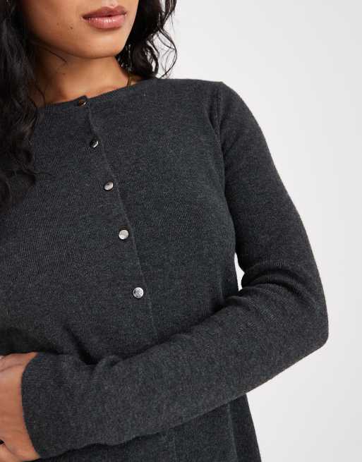 ONLY - Koksgrå cardigan i kompakt strik, 4 af 4