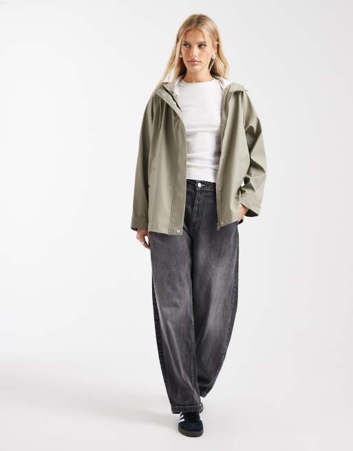 ONLY - Korte regenjas met capuchon in saliegroen, 3 van 4