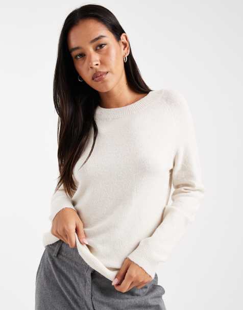 ONLY crew neck jumper in cream 