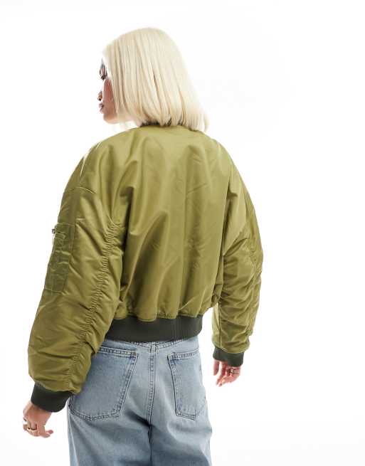 Bomber Jacket Pilotenjacke Damen Khaki GrÃ¼n Bomber Jacket Blouson