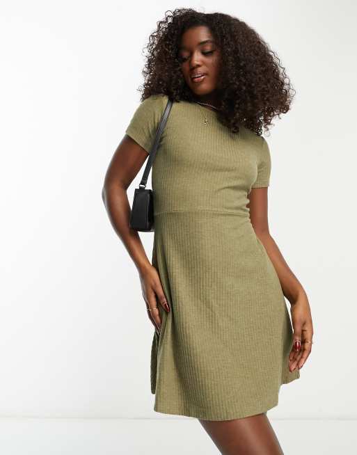 Only – Kurzärmliges Skater-Kleid in Grün