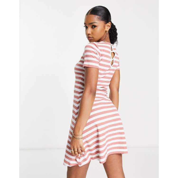 Asos orange and white striped dress online