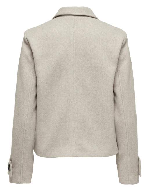 ONLY – Kurze Jacke in beiger Wolloptik, 7 von 7