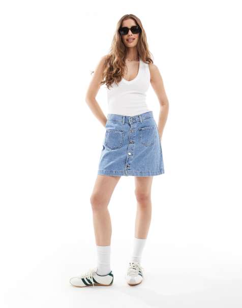ONLY – Kurzer Jeansrock in verwaschenem Hellblau mit Taschendetail - view 1