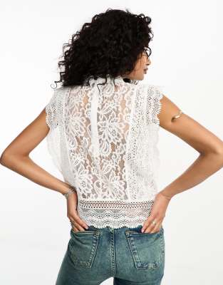 トップス Melt the lady twin strap lace tops white Melt the lady twin strap lace tops white