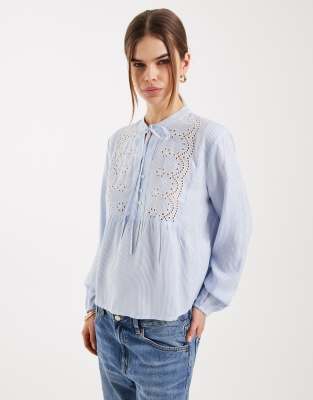 Only Lace Detailing Shirt In Blue