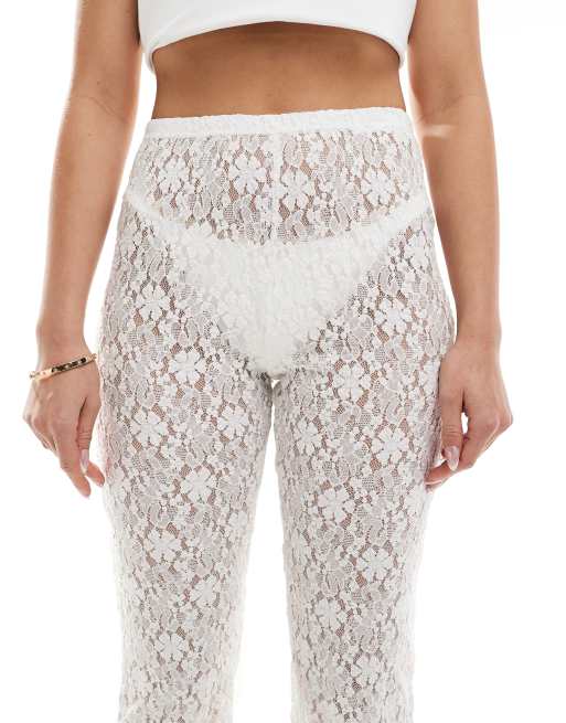 ONLY lace flare pants in white | ASOS