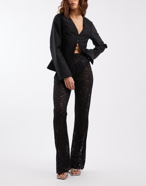 ONLY lace flared pants in black - view 1