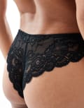 [ONLY] ONLY lace trim brazilian briefs in black 16 Black