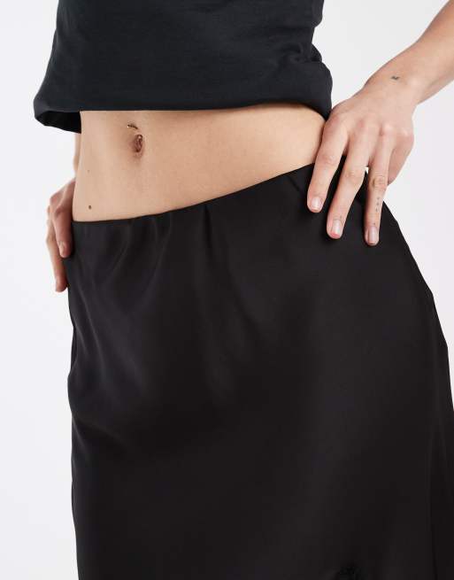 ONLY lace trim split maxi skirt in black, 3 of 5
