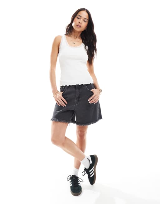ONLY lace trim tank top in white | ASOS