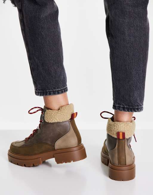 Sherpa lace shop up boots