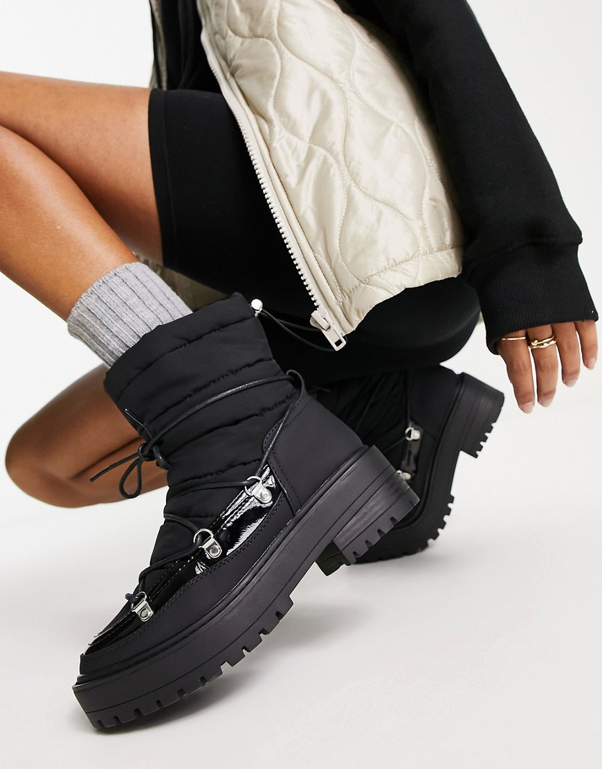 Only Lace Up Padded Chunky Boots In Black