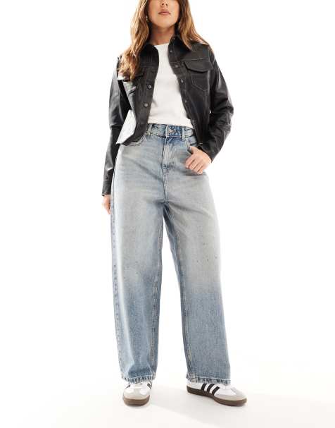 ONLY - Lafayette - Jeans a fondo ampio e vita medio alta blu vintage con macchie - view 1
