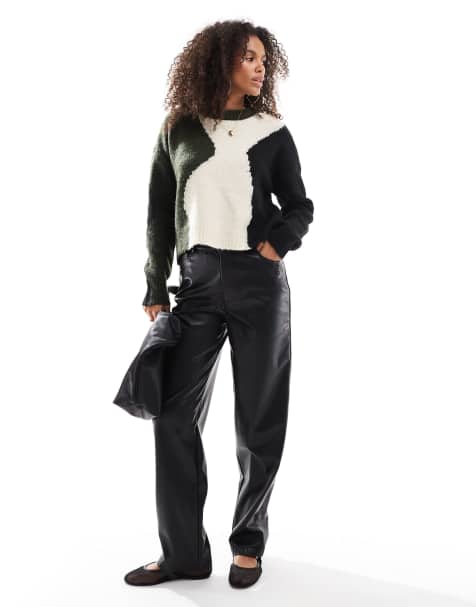 ONLY – Langärmliger Pullover in Schwarz und Weiß - view 1